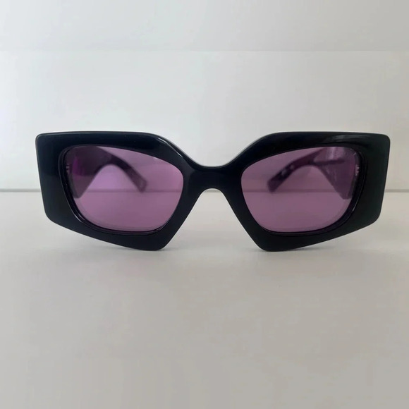 Prada Geometric Black Frame Violet Lens Women’s Sunglasses - Picture 1 of 8